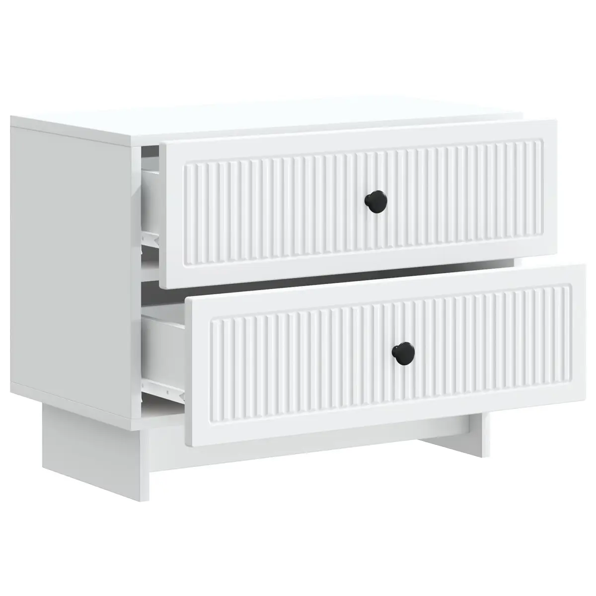 Bedside Table White Vintage Modern Storage Cabinet Multiple Compartments