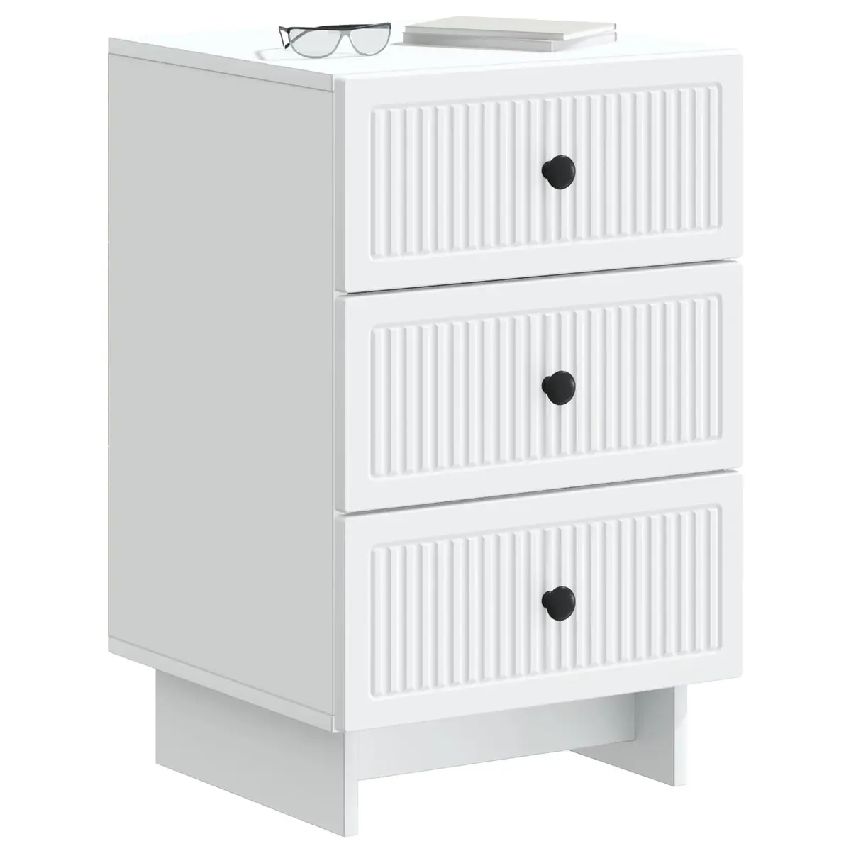 Bedside Cabinet White 43x41x66.5cm Engineered Wood Smooth Sliding Drawers