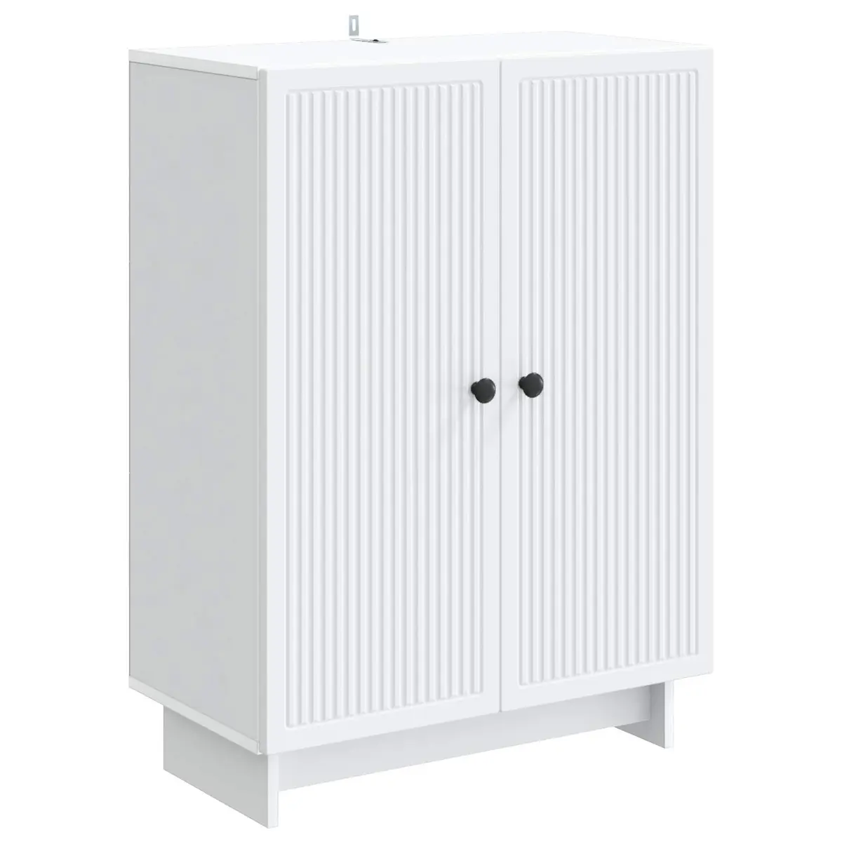 Sideboard White 66 x 34.5 x 90 cm Vintage Style Storage Cabinet with Swing Hinge Doors and Interior Shelves for Living Room Dining Furniture