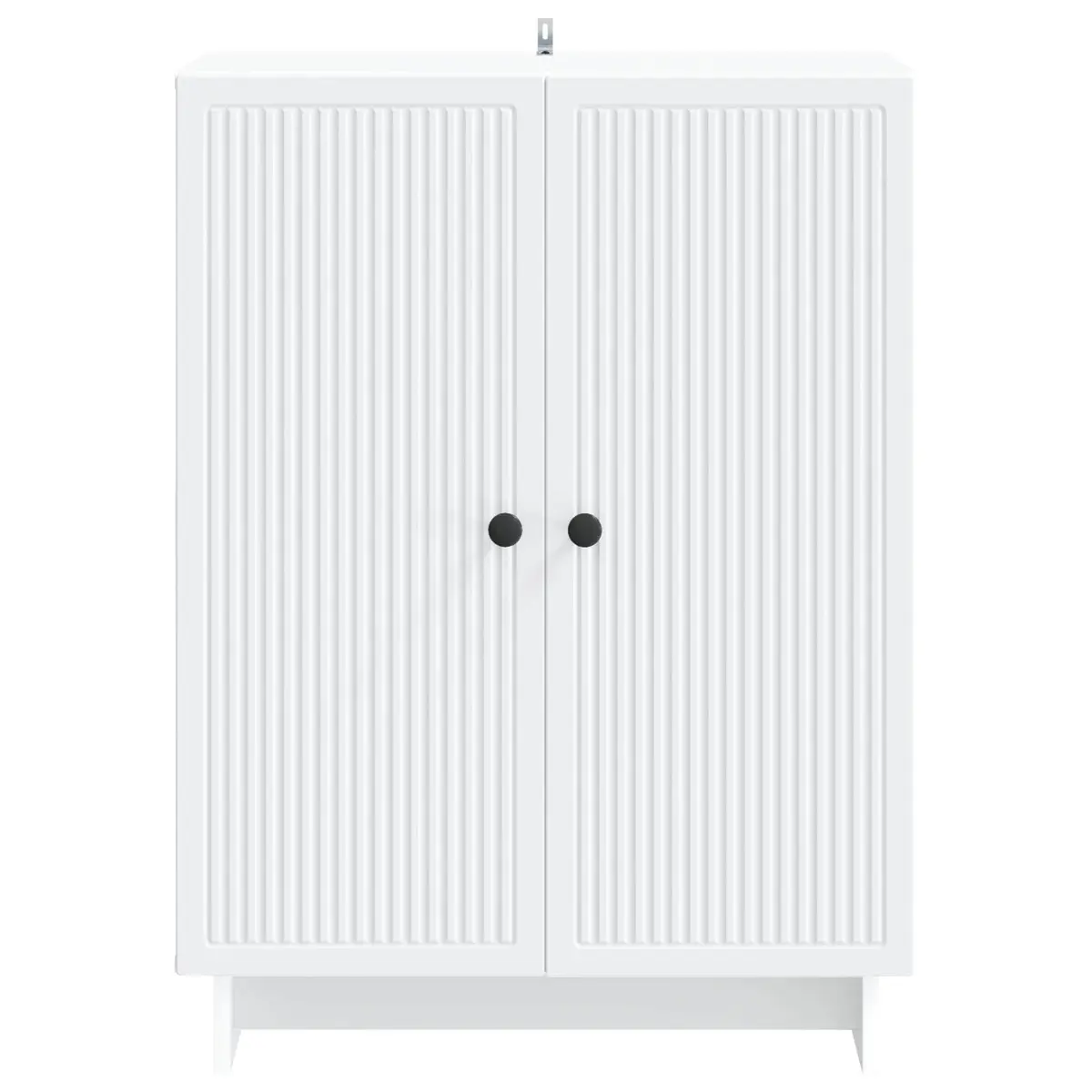 Sideboard White 66 x 34.5 x 90 cm Vintage Style Storage Cabinet with Swing Hinge Doors and Interior Shelves for Living Room Dining Furniture