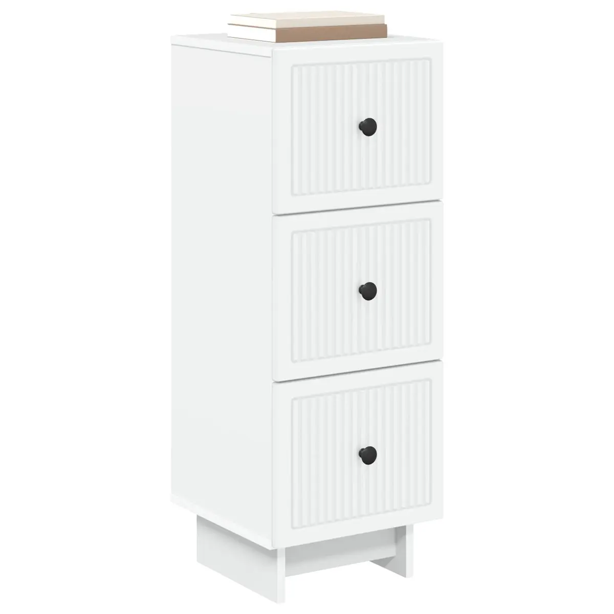 Drawer Cabinet 33 x 34.5 x 90 cm White Engineered Wood Vintage Style Storage Furniture