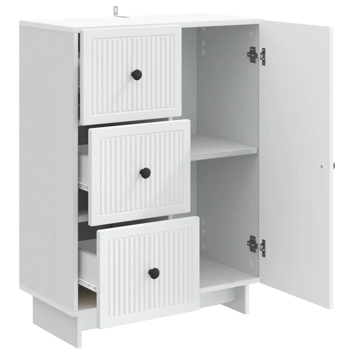 White Sideboard Storage Cabinet Modern Engineered Wood Buffet Living Room Dining