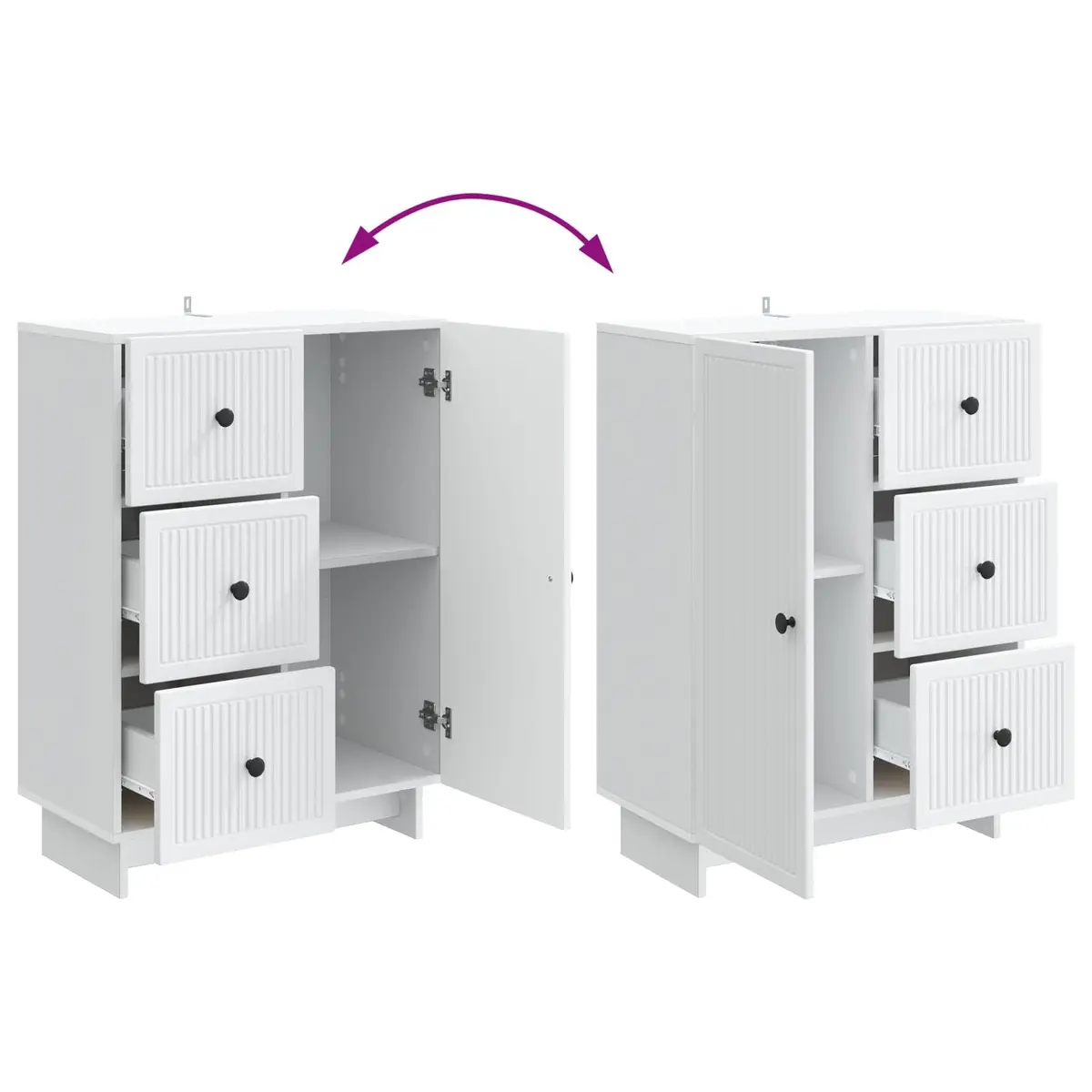 White Sideboard Storage Cabinet Modern Engineered Wood Buffet Living Room Dining