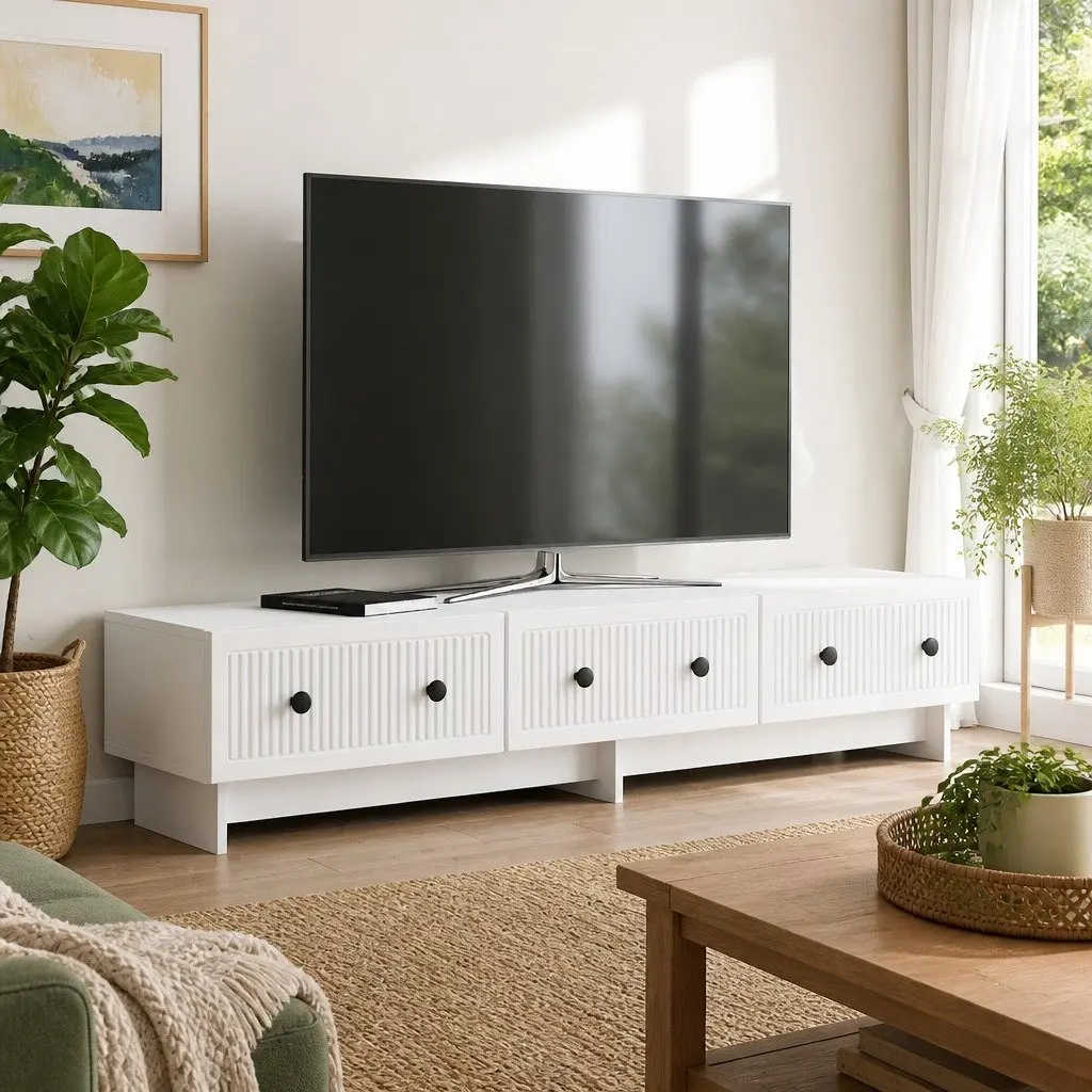 TV Cabinet 147 x 34.5 x 30 cm Engineered Wood Multifunctional Storage with Drawers