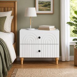 Bedside Cabinet White 62 x 34.5 x 48 cm Modern Storage Table Drawers