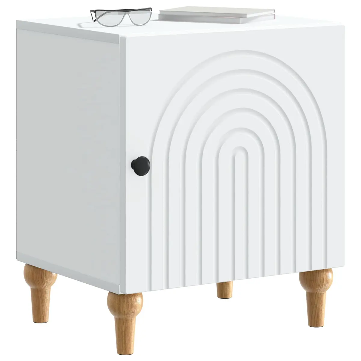 Bedside Cabinet White 43 x 34.5 x 50 cm Modern Nightstand Storage Table