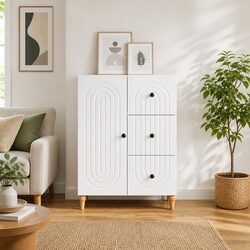 White Storage Cabinet for a Stylish Lounge & Dining Space
