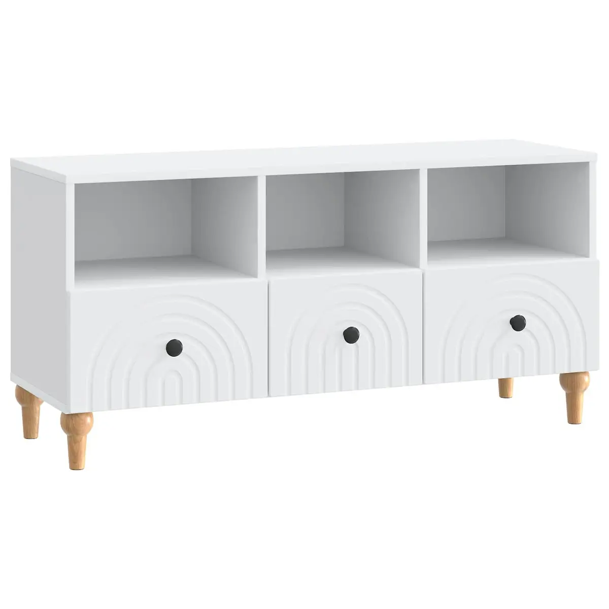 White TV Cabinet Engineered Wood Storage Unit 102cm Living Room Furniture