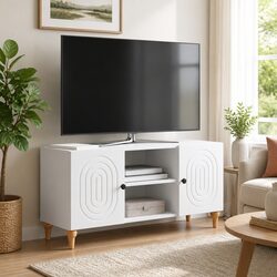 Stylish White Media Storage Unit 102x34.5x50cm for Your Home