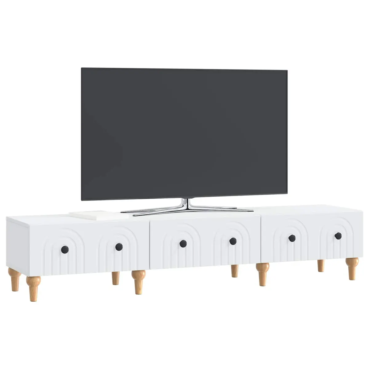 TV Cabinet 147cm White Modern Storage Unit with Drawer Engineered Wood