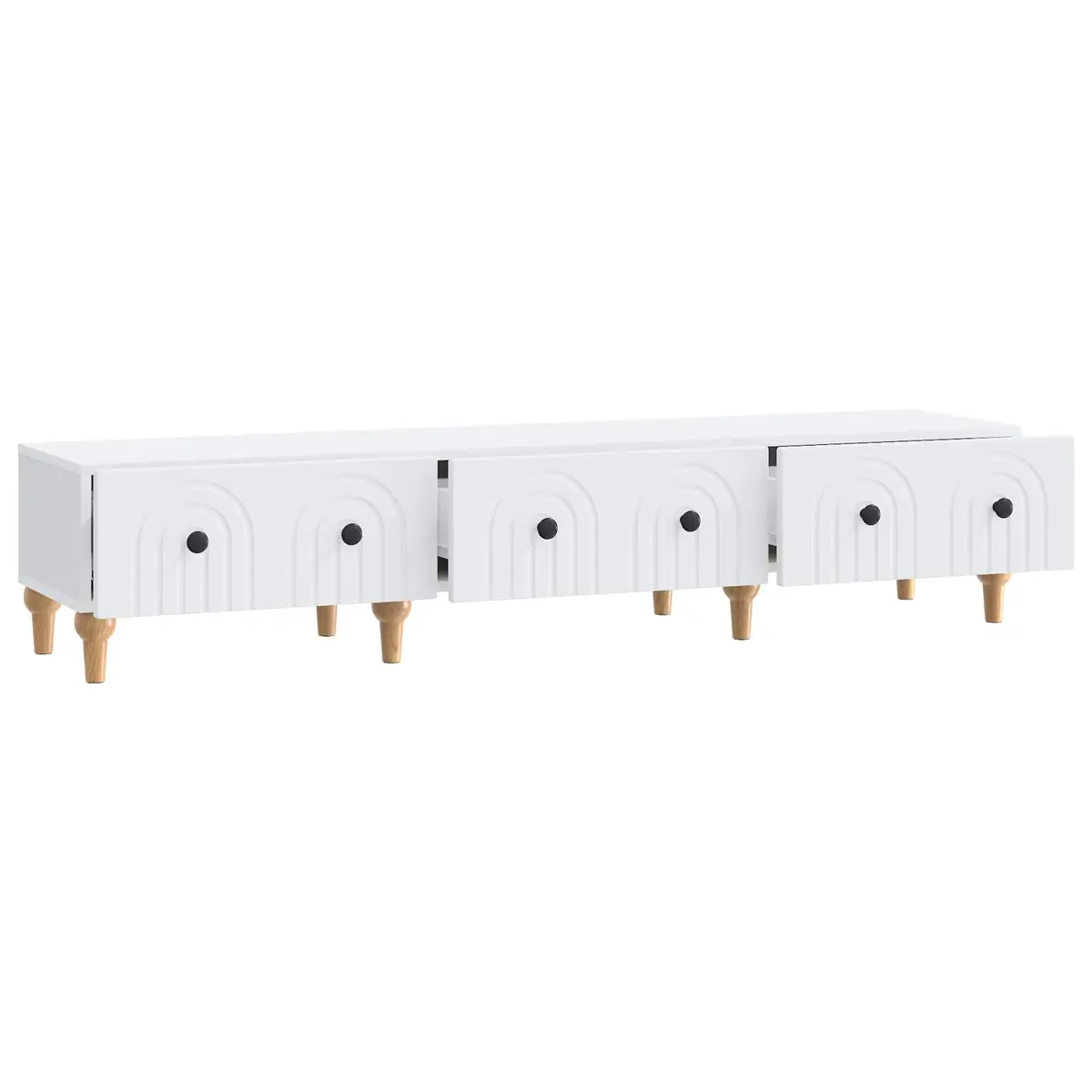 TV Cabinet 147cm White Modern Storage Unit with Drawer Engineered Wood