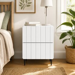 Modern White Nightstand for Enhanced Bedroom Aesthetics 43 x 34.5 x 49.5 cm