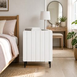 Bedside Cabinet White 43 x 34.5 x 52 cm Engineered Wood Nightstand Storage