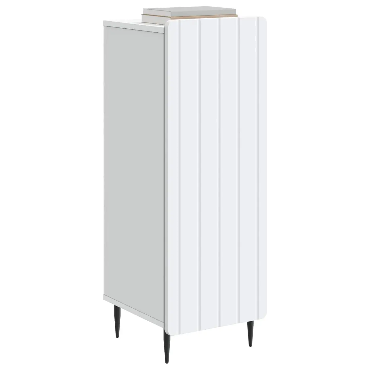 Sideboard White Engineered Wood Storage Cabinet with Steel Legs for Dining Living Room