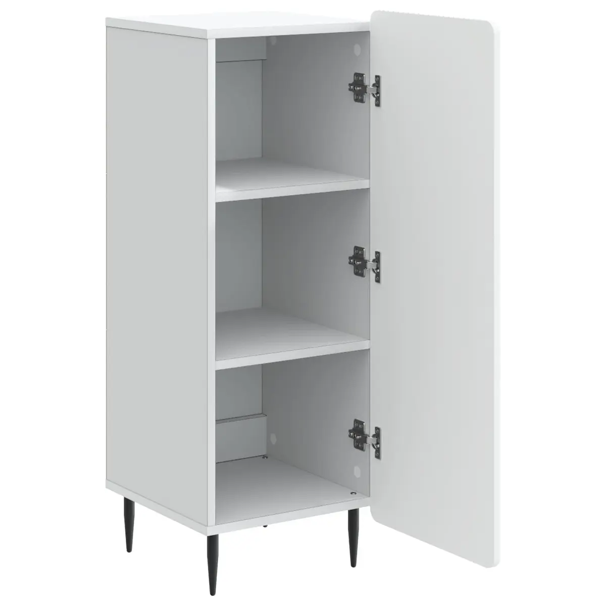 Sideboard White Engineered Wood Storage Cabinet with Steel Legs for Dining Living Room