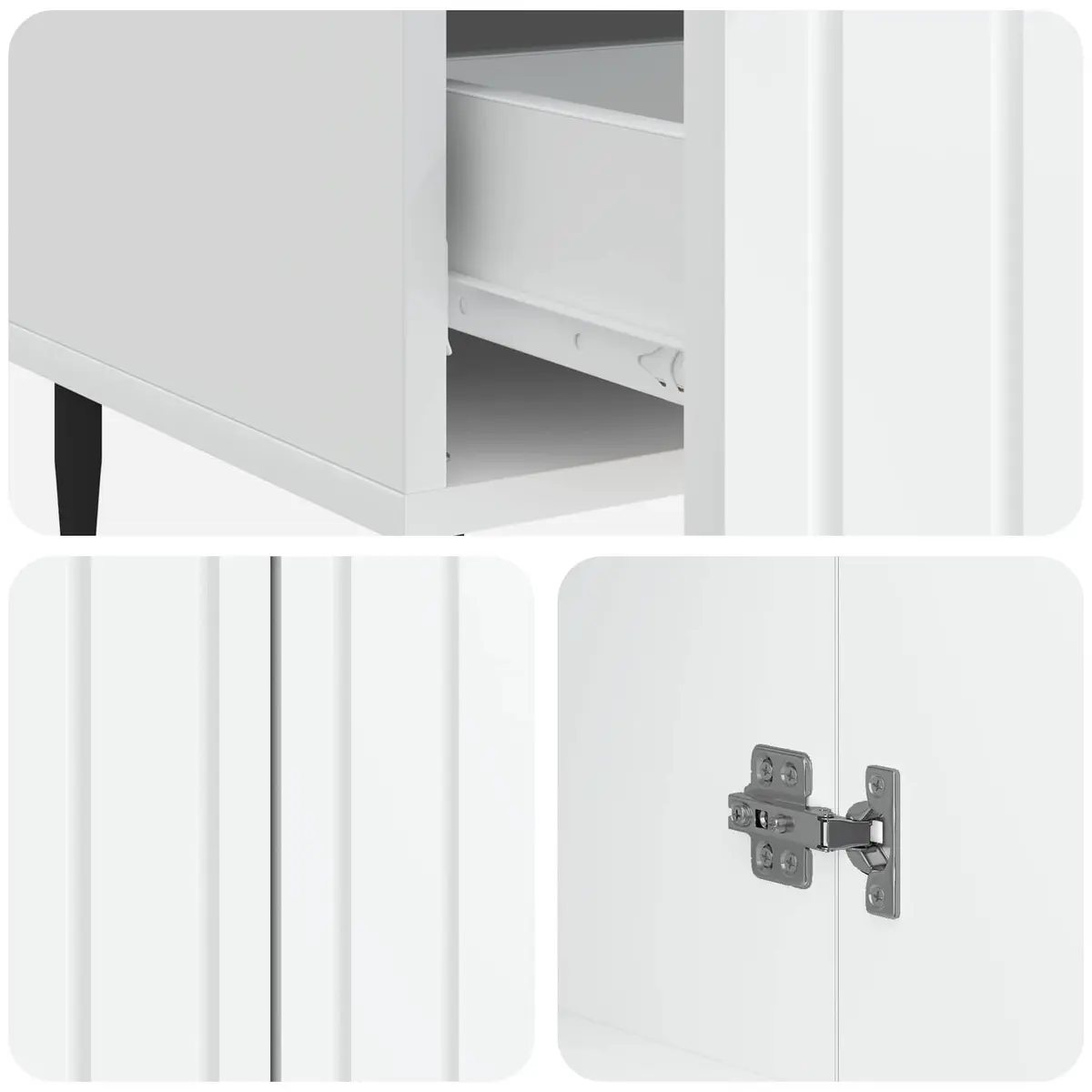 Sideboard Storage Cabinet 66x34.5x97cm Modern Engineered Wood Buffet with Tapered Legs and Swing Hinge Doors