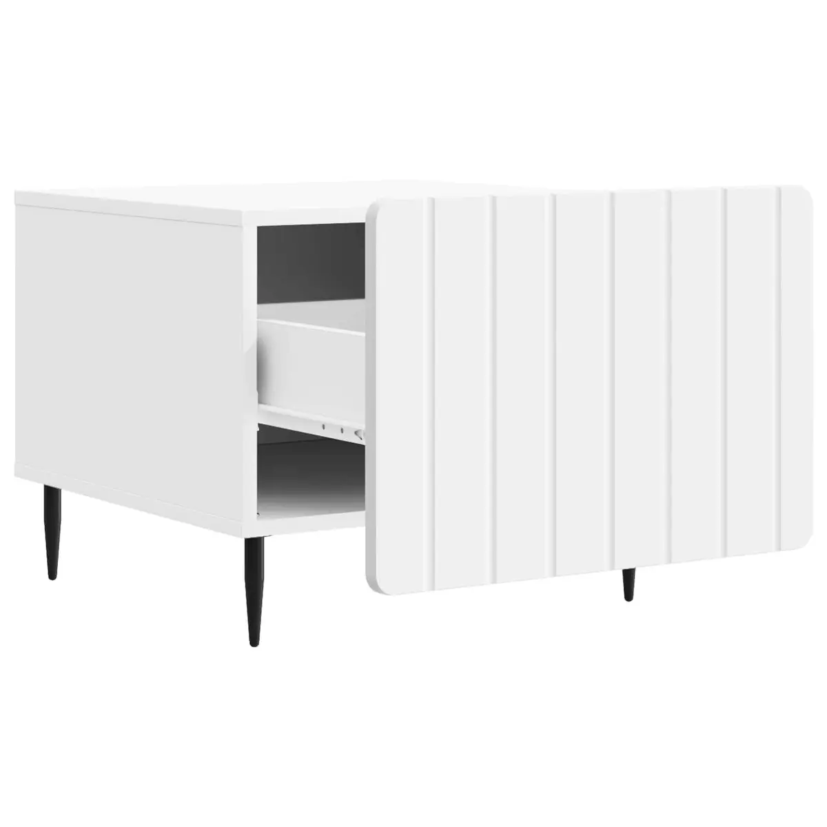 Coffee Table with Drawer White Engineered Wood Modern Dual-Level Living Room