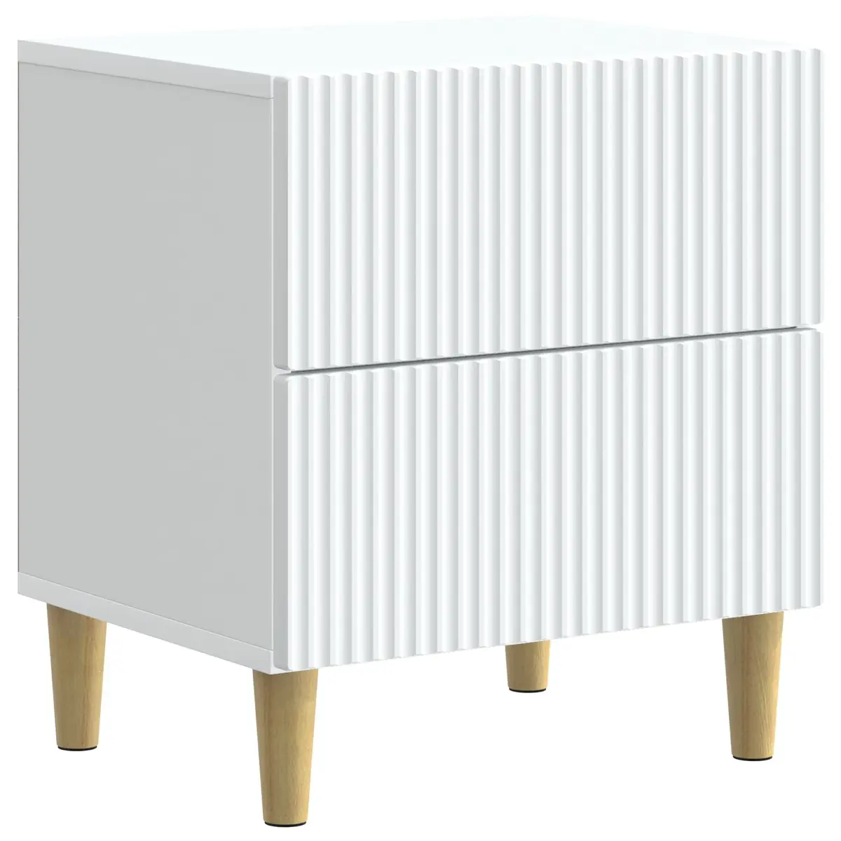 Bedside Cabinet White 43 x 34.5 x 48 cm Modern Storage Nightstand with Two Drawers