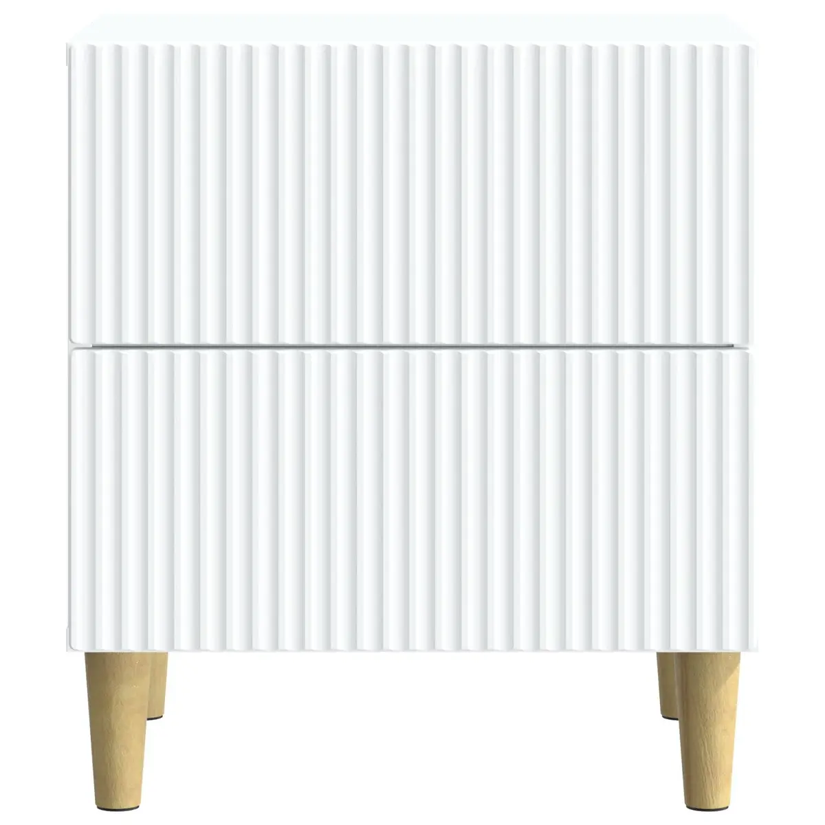 Bedside Cabinet White 43 x 34.5 x 48 cm Modern Storage Nightstand with Two Drawers