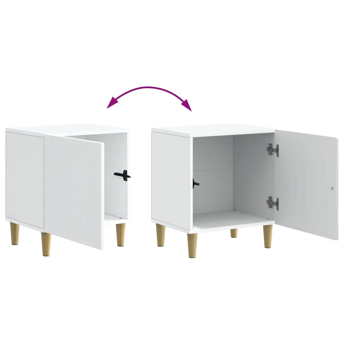 Bedside Cabinet White Engineered Wood Storage Table 43 x 34.5 x 50 cm