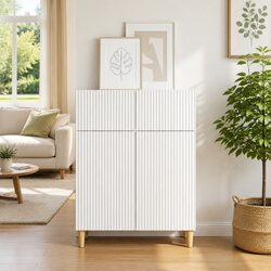 Enhance Your Space with a Chic White Storage Cabinet 66x34.5x90cm
