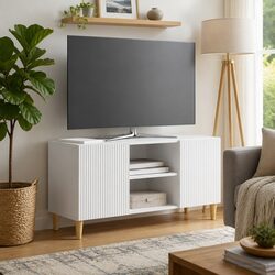 Chic White Media Storage Unit for Your Living Space