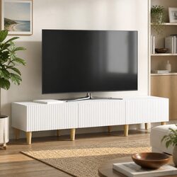 Stylish White Media Stand with Drawer for Your Living Room