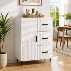 White Engineered Wood Sideboard: Enhance Your Living Space