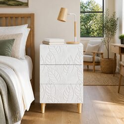 Chic White Nightstand with Soft-Close Drawer