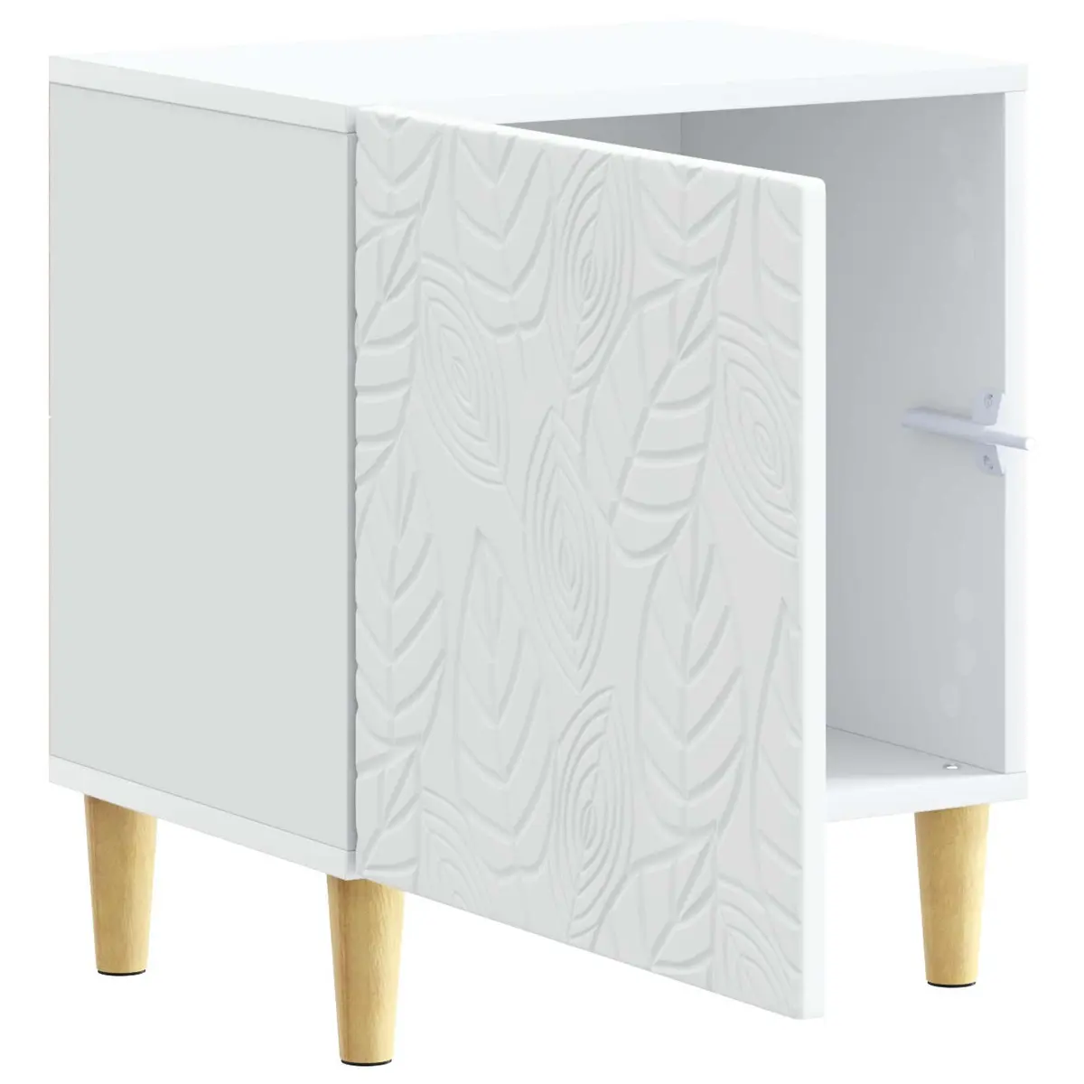 Bedside Table White 43 x 34.5 x 50 cm Modern Bedroom Nightstand Storage