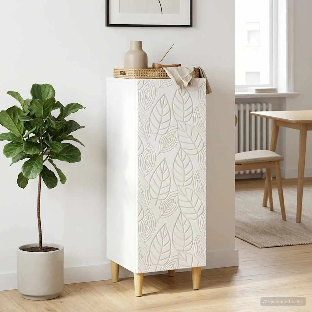 White Sideboard Storage Cabinet 33x34.5x90cm Engineered Wood Dining Living Room