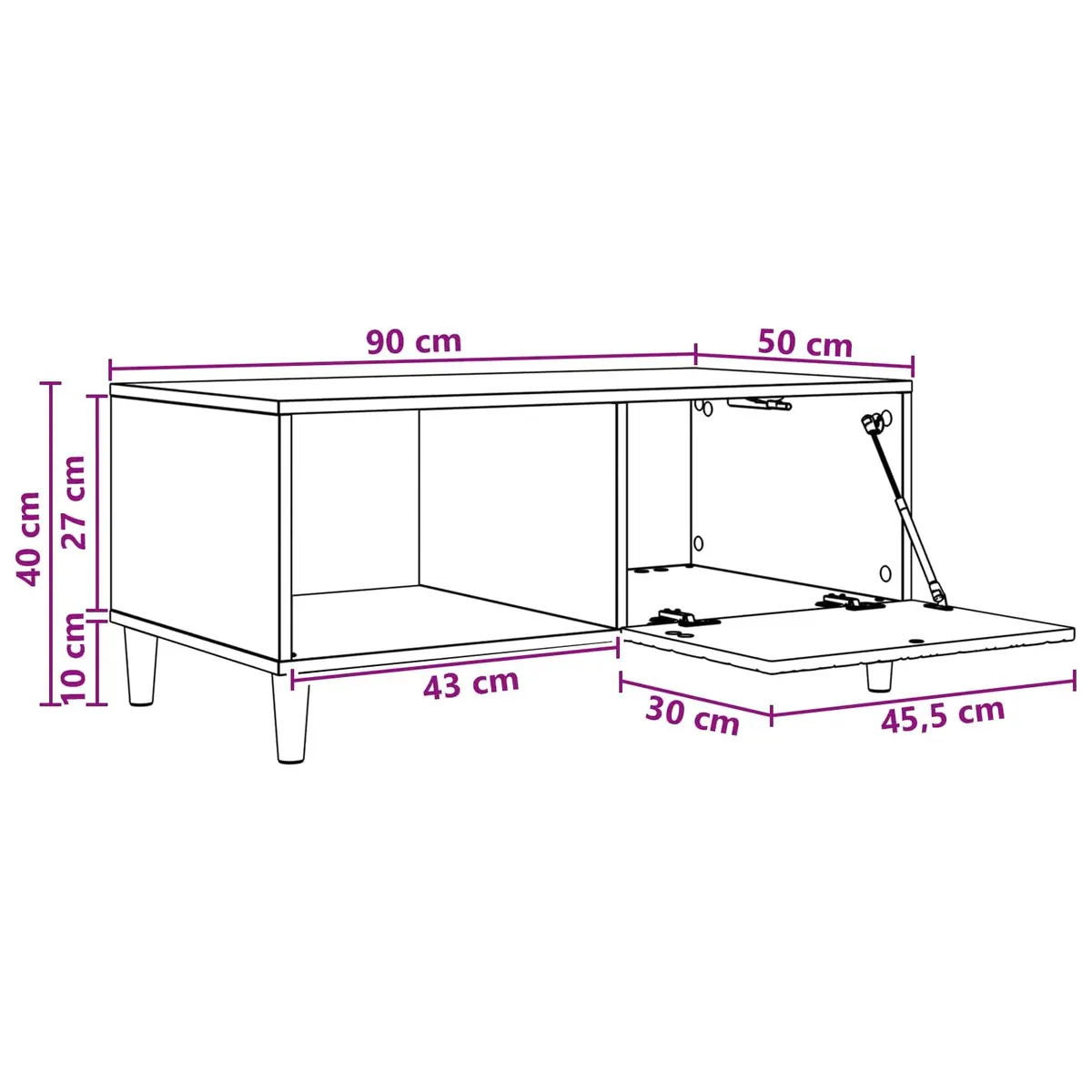 Coffee Table Rectangular White with Storage Shelf
