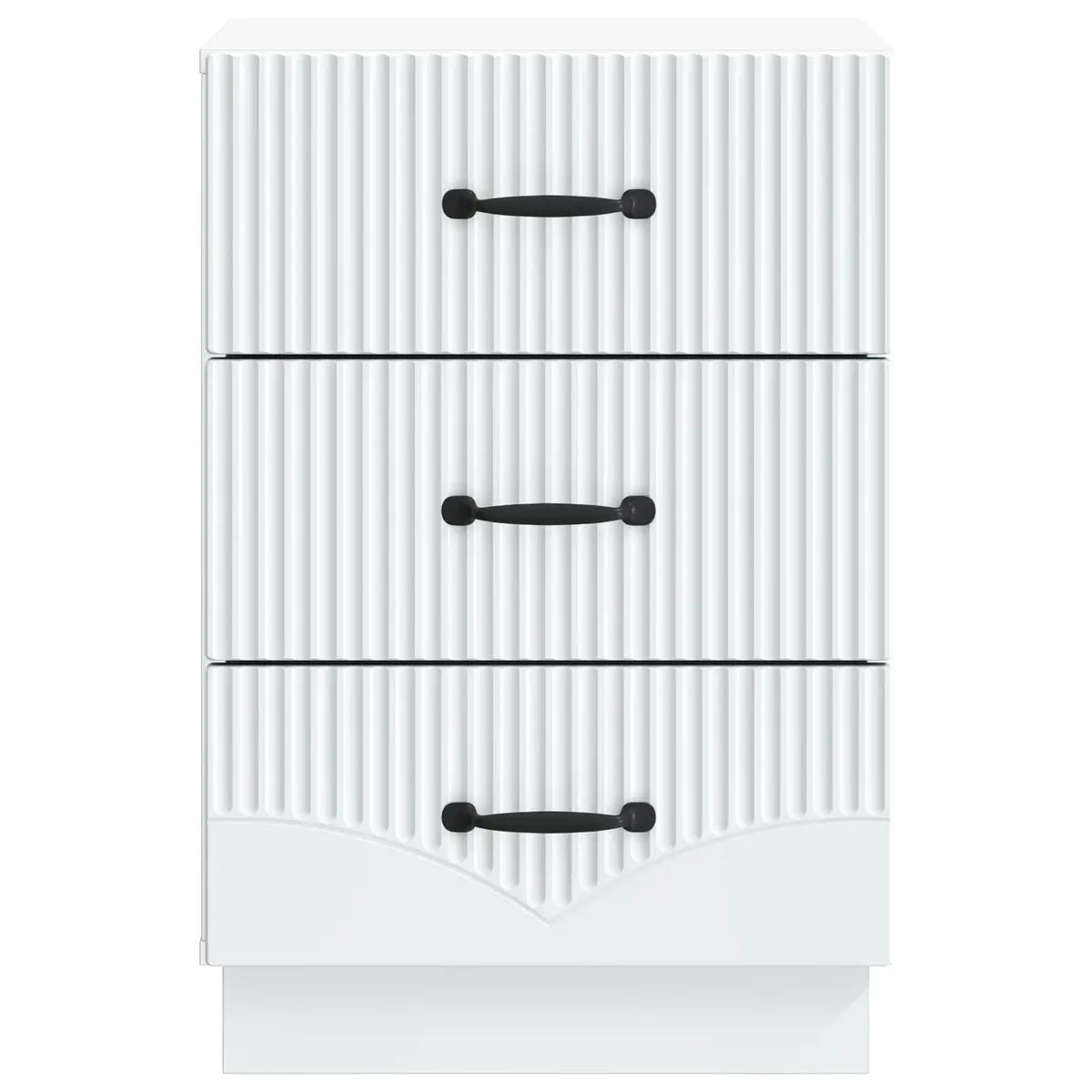 Bedside Cabinet White Engineered Wood Vintage Style Deep Drawer Storage Table