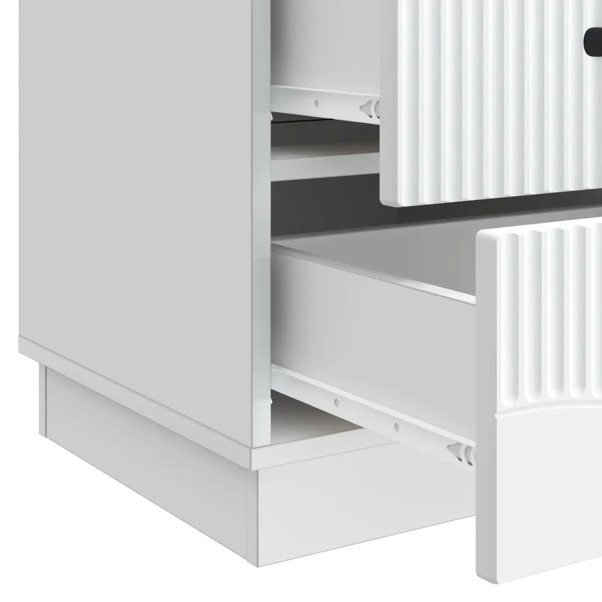 Bedside Cabinet White Engineered Wood Vintage Style Deep Drawer Storage Table