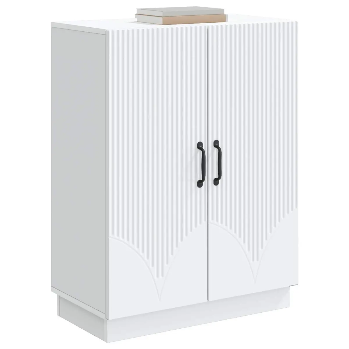 White Sideboard Buffet Storage Cabinet Engineered Wood Multiple Compartments Drawers Shelves