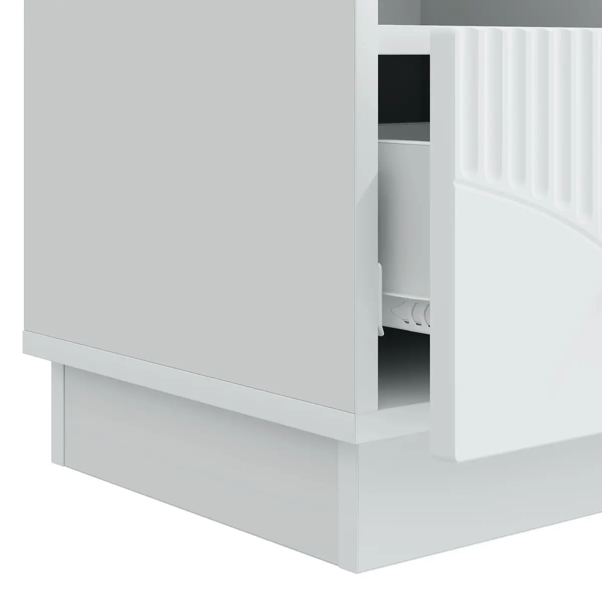 White Engineered Wood TV Cabinet with Drawer and Adjustable Shelves for Media Storage