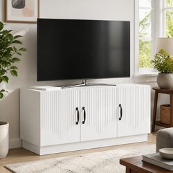 Enhance Your Living Space with This White Media Stand