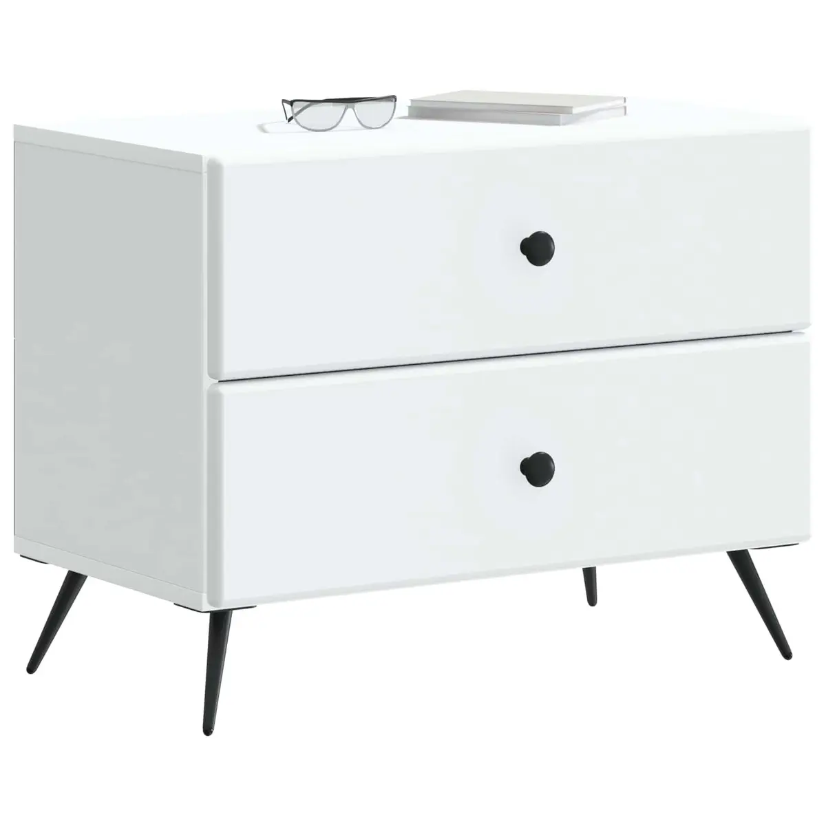 Bedside Cabinet White 62 x 34.5 x 47.5 cm Drawer Shelf Storage Table