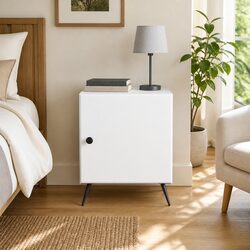 Enhance Your Space with a White Modern Nightstand 43x34.5x50cm