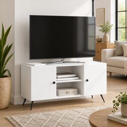Modern White Entertainment Unit 102 x 34.5 x 50 cm