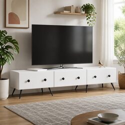 White TV Cabinet with Drawer - Enhance Your Living Room