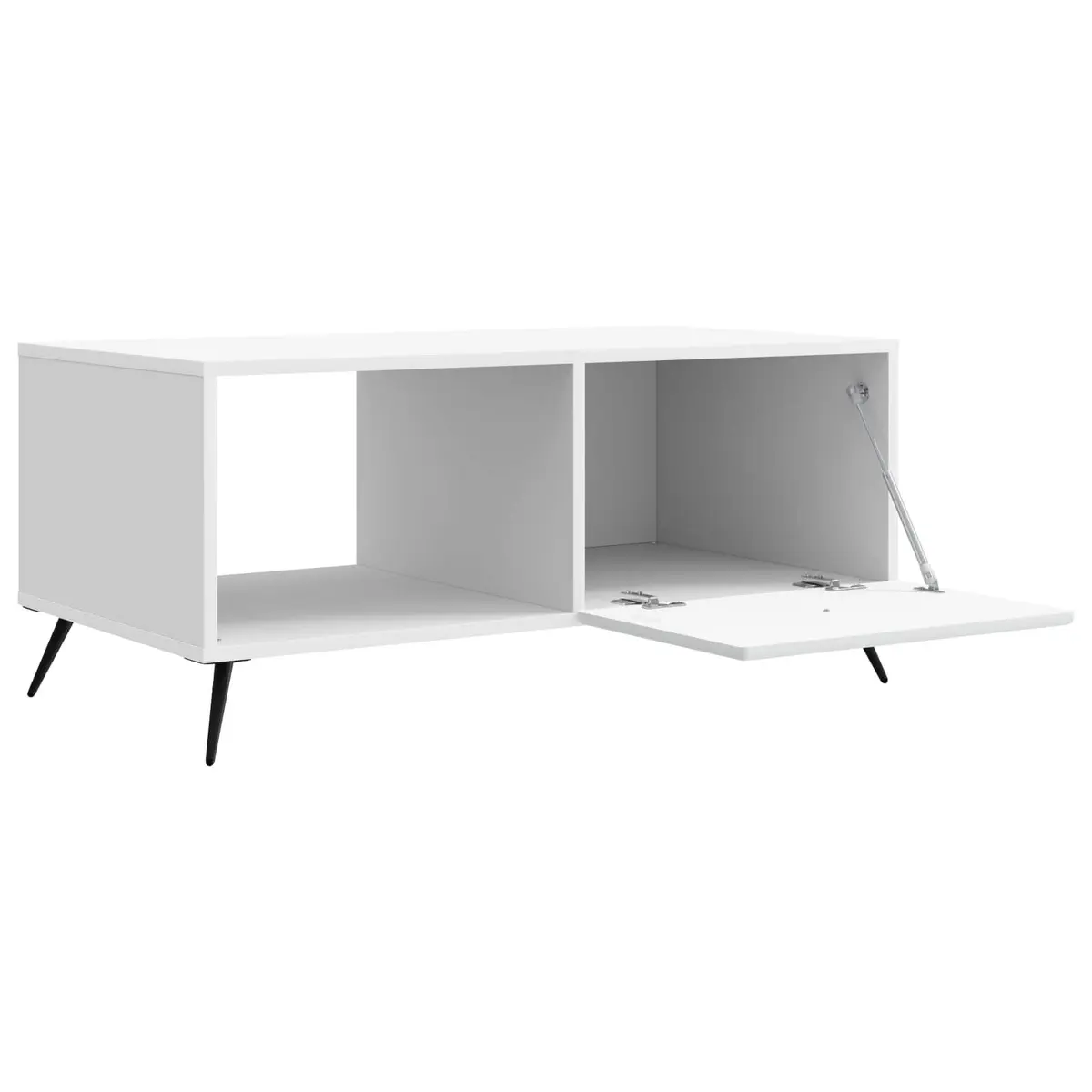 Coffee Table White Rectangular Engineered Wood Storage Tapered Legs