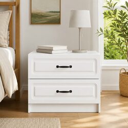 Bedside Cabinet White 62 x 34.5 x 44.5 cm Modern Bedroom Storage Drawer Table