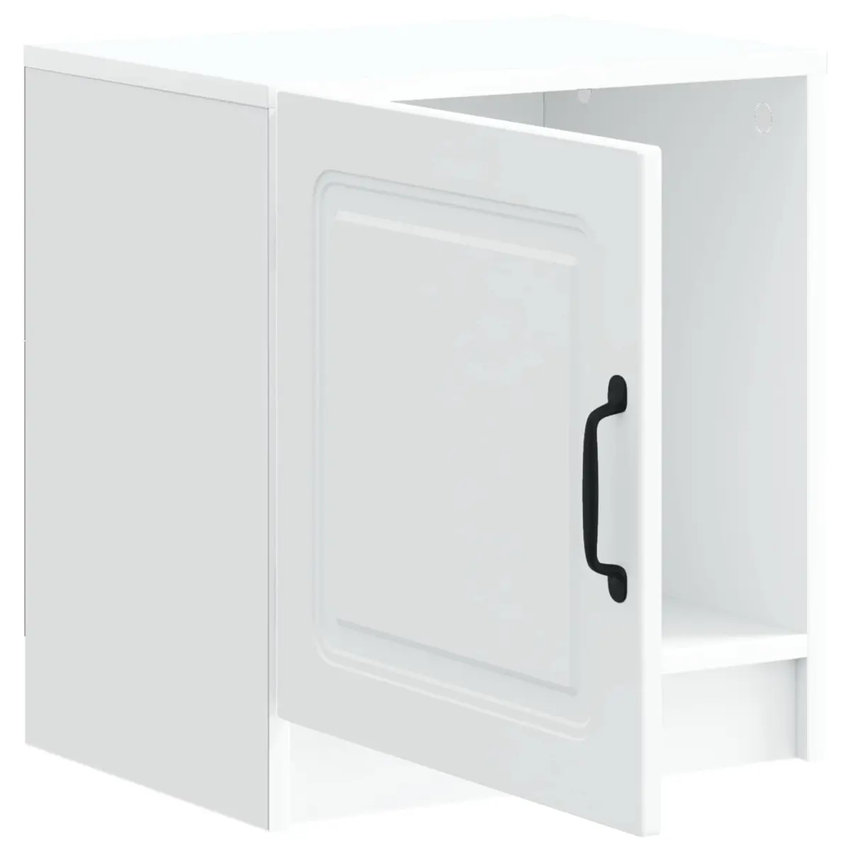 Bedside Cabinet White 43 x 34.5 x 47 cm Engineered Wood Nightstand with Swing Hinge Doors and Storage for Books and Personal Items