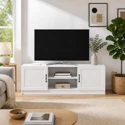 TV Cabinet White 150 x 31 x 47 cm Living Room Media Storage Unit Engineered Wood