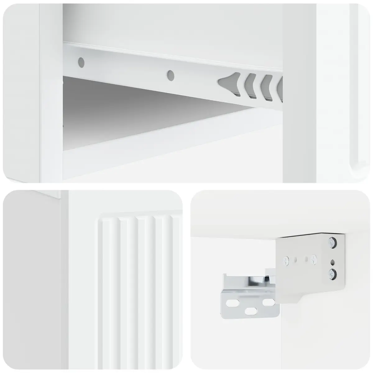 Bedside Cabinet White 49 x 34.5 x 20 cm Engineered Wood Nightstand Storage