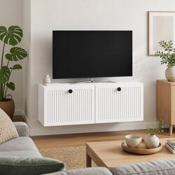 Enhance Your Living Space with This White Wall TV Cabinet
