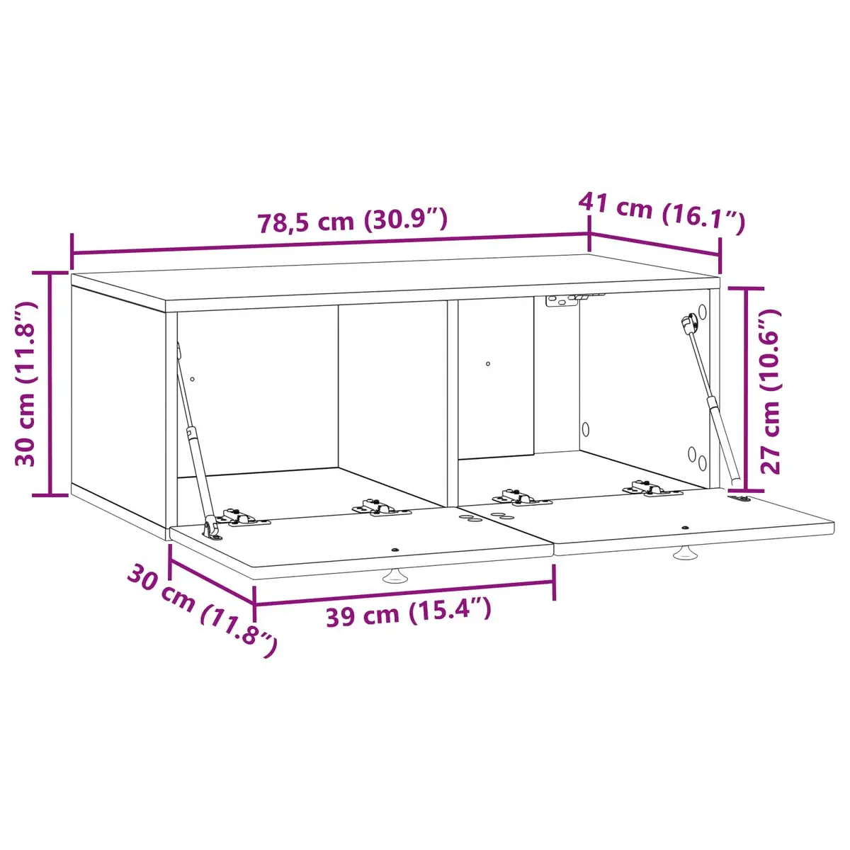 Wall-Mounted TV Cabinet White Modern Living Room Storage Engineered Wood 78.5cm