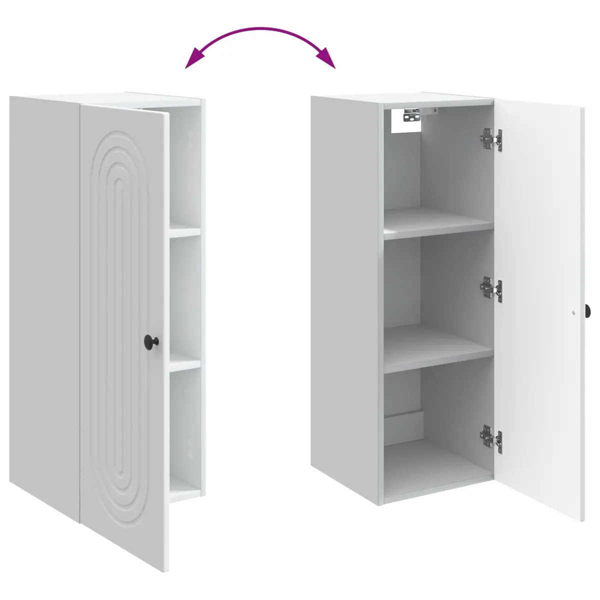 Wall-Mounted Storage Cabinet White Engineered Wood 33 x 34.5 x 90 cm 90 Degree Swing Hinged Doors