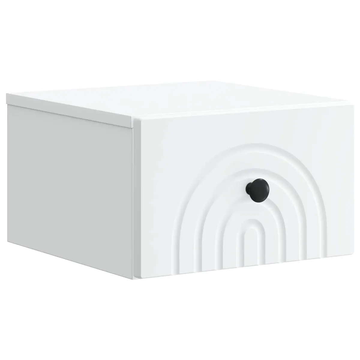 Wall Mounted White Bedside Cabinet Engineered Wood Compact Storage Drawer